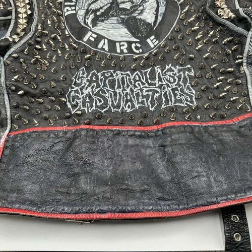 Vintage Leather Sheen Rudimentary Peni Studded Rare Wearable Art Punk Jacket image 14