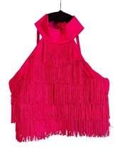 Weissman Fringe Mock Neck Dance Crop Top Dance Costume Size LC