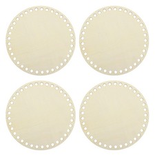 4Pcs Wooden Basket Bottom, 5.91" Round Blank Natural Wood Base Crochet Basket