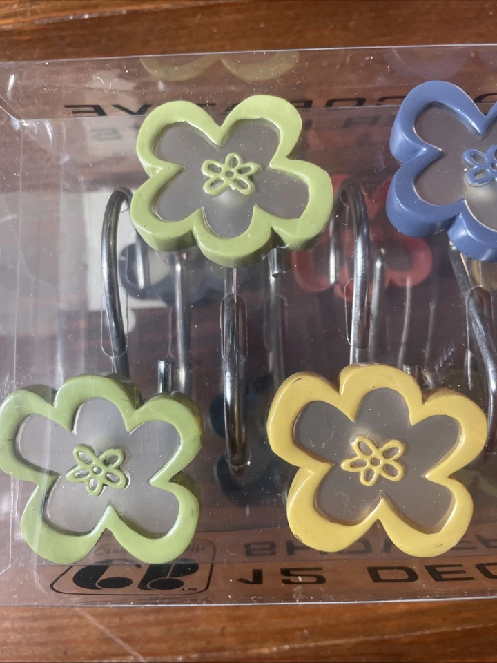 Nuevo juego de 12 ganchos de ducha Flower Power Cottagecore botánicos Foto 2 de 4