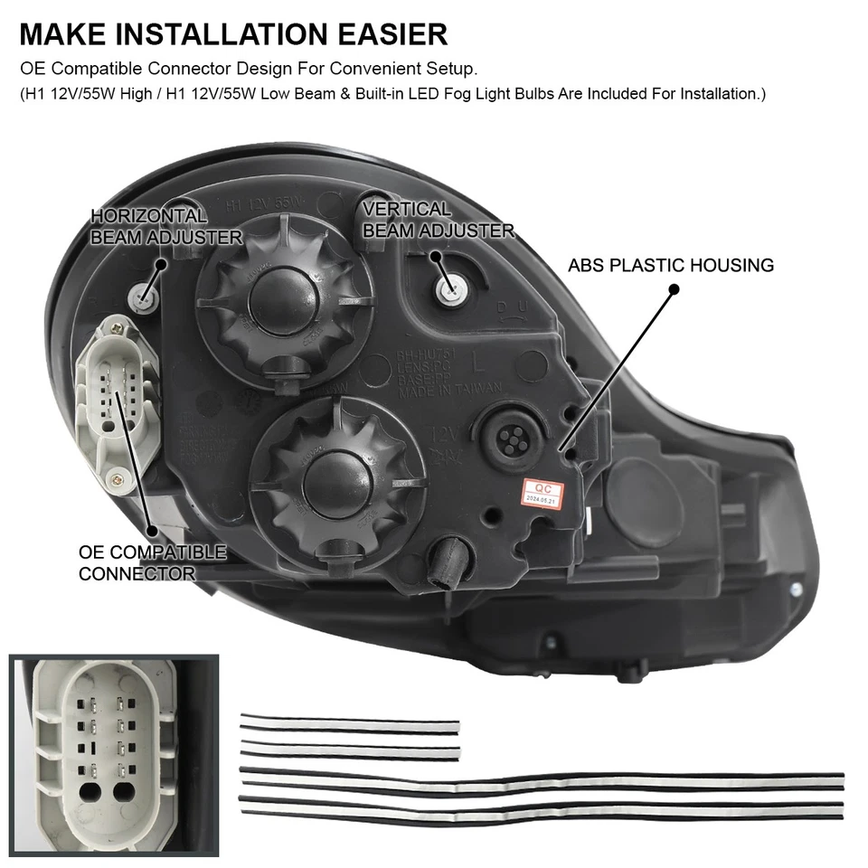 Fits 1997-2001 Porsche 996 911 97-04 Boxster 986 LED Signal Projector Headlights - Image 4 of 4