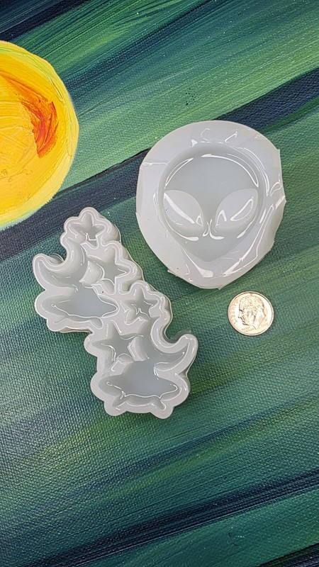 Lot of 2 Molds Alien Head Mold Ufo Mold Handmade Silicone Molds