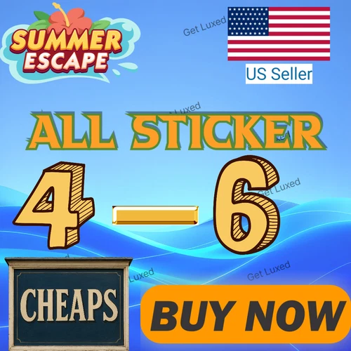All 4-5-6⭐Star Sticker Card - Monopoly Go Stickers Nuovo Album: Summer Escape🌞