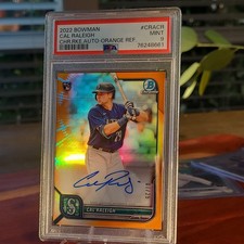 2022 Bowman Chrome CAL RALEIGH RC AUTO Orange /25 Mariners only POP 2 higher