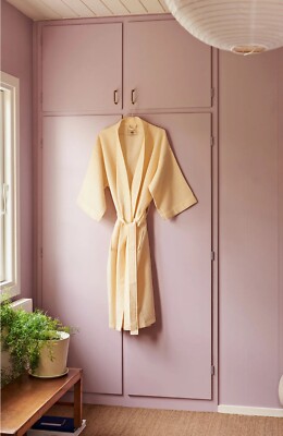 NEW Hay Waffle Long Bathrobe Soft Yellow One Size
