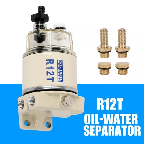 Water Fuel Separator Filter R12 R12T R12P Assembly with Fittings Kit for Diesel - Picture 2 of 8