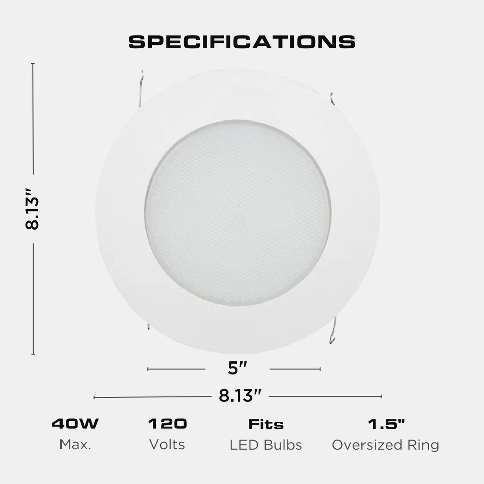 6” Inch Recessed Can Light Shower Trim Frosted Glass Albalite Lens