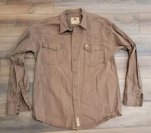 Men's Larry Mahan Cowboy Collection Brown Cotton Snap up Shirt Sz 4XT