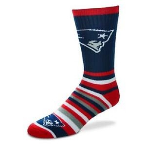 New Pair New England Patriots Nfl Men S Lotta Stripes Team Colors Crew Socks Ebay