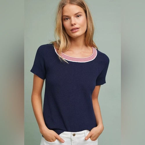 Moth Fontenelle Ribbed Top Navy