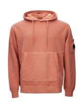 Felpa con Cappuccio e Tascone C.P Company in rosa arancionato. Maxi tasca fro...