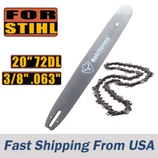 Holzfforma 20inch Guide Bar & Saw Chain Combo 3/8 .063 72DL For Stihl Chainsaws