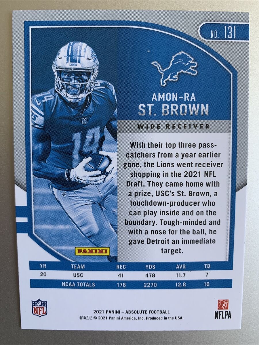 2021 Panini Absolute Football Base Rookie Card #131 Amon-Ra 2021 Panini Absolute Football Base Rookie Card #131 Amon-Ra