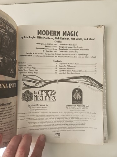 Modern Magic (d20 3.5 Modern Roleplaying) Cagle, Eric  Green Ronin Publishing - Picture 4 of 4