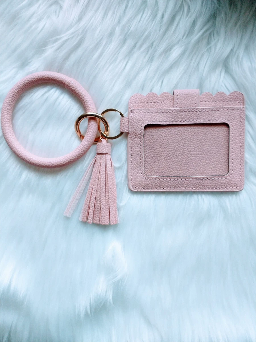 Leather Keychain Wallet With Wristlet Bangle Bracelet