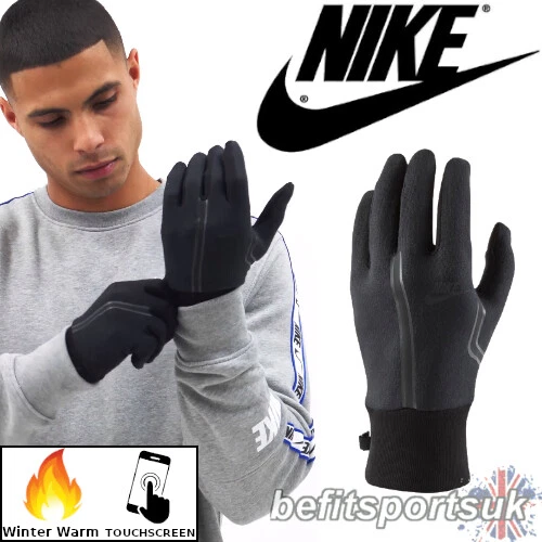 NIKE MENS WINTER GLOVES BLACK TECH FLEECE THERMAL WARM GRIP TOUCH SCREEN PHONE
Opens in a new window