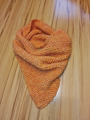 Schal Tuch Loop handarbeit selbst gestrickt orange Unikat Damen