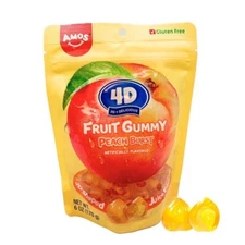 AMOS 4D Peach Burst Fruit Gummy 6 oz bag Juice Filled Center Candy Sweet