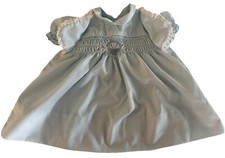 VINTAGE Polly Flinders Hand Smocked 6-12 Months Blue Floral Lace