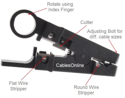 Adjustable Cable Jacket Stripper for UTP/STP, Round, Flat Wire, TL-405