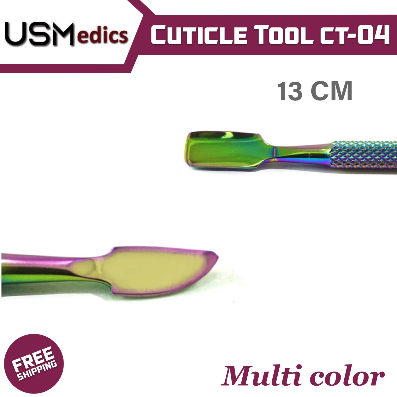 CT-04 Cuticle Nail Pusher Remover Nail Cleaner Manicure Tools Multicolor BEADEN®