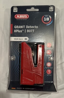 ABUS GRANIT DISC LOCK ANTI THEFT SECURITY 8077 DETECTO RED X-PLUS