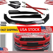 For Ford Mustang 2 Front Bumper Lip Splitter+Spoiler Body Kit Side Skirt