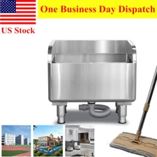 Commercial Stainless Steel Floor Standing Mop Sink Deep Basin w/ Backsplash