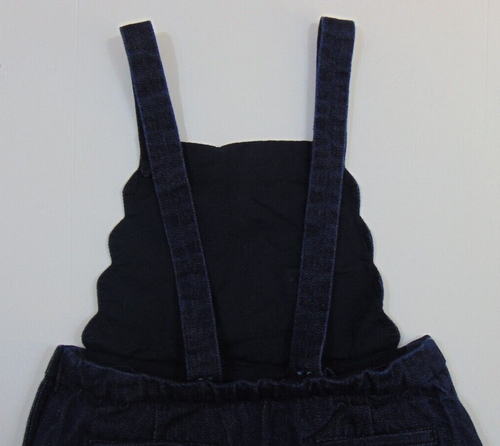 Jacadi Paris Girls Dark Blue Denim Overall Dress Size 6a 116CM scalloped Hem - Picture 6 of 10
