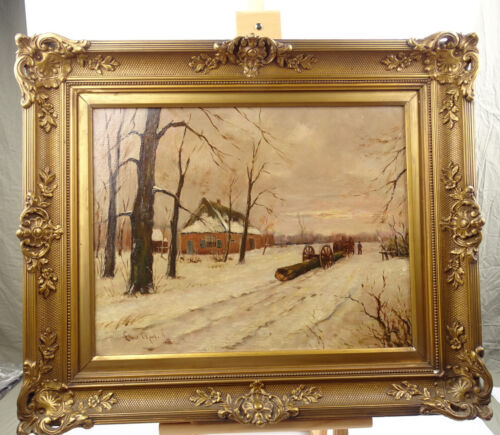 Louis Apol The Hague 1850 - 1936 Winter Landscape Oil Canvas Hague School - Picture 1 of 14