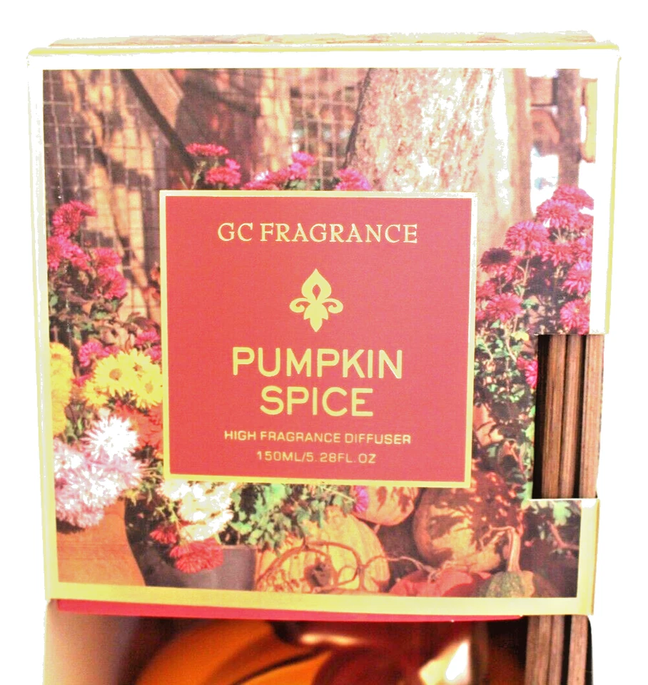 NEW GC PUMPKIN SPICE SCENTED FRAGRANCE DIFFUSER w/12 STICKS /JAR 5.28fl/150ml - Image 2 of 4