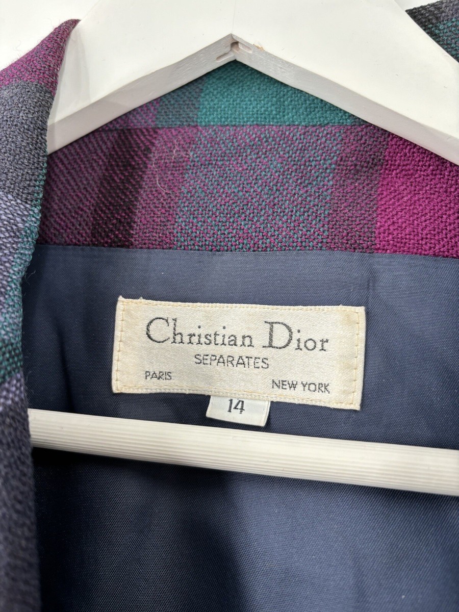 Christian Dior ジャケット ヴィンテージ パープル Vtg Christian Dior Women Plum Purple Velvet Collar/Cuffs