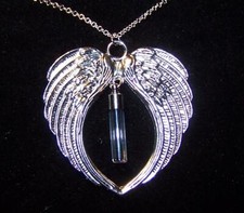 LARGE ANGEL WING CREMATION URN ASHES MEMORIAL pendant 925 Silver 22" necklace