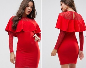 asos red ruffle dress