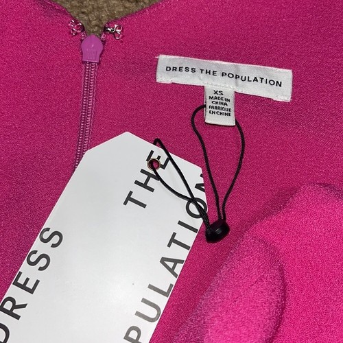 Dress The Population Alicia Chiffon Lace Fit & Flare Dress Bright Fuchsia XS - Bild 10 von 12