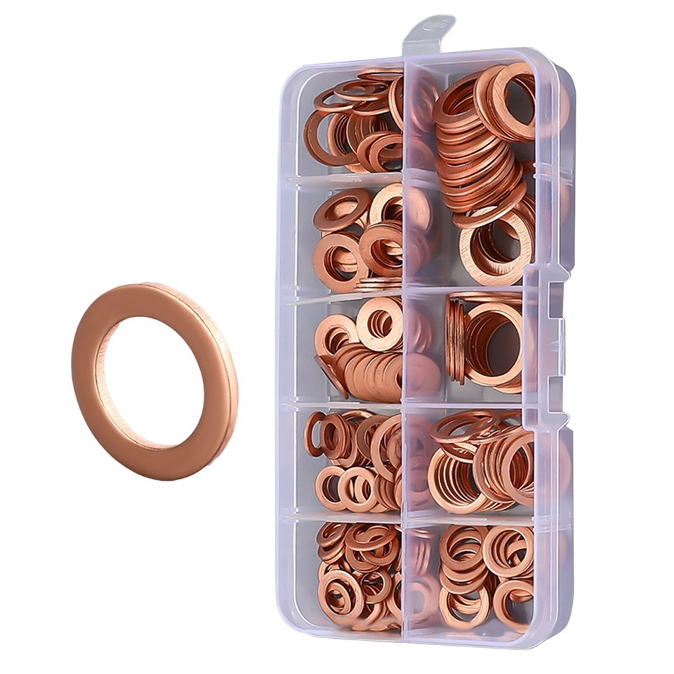 Reliable Copper Crush Washer Kit with 200 Pieces for Engine Drain Plugs