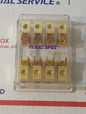 4-WAY Glass Type 4X AGU FUSE HOLDER Car Audio Heavy GOLD 4GA Terminal Fuse Block