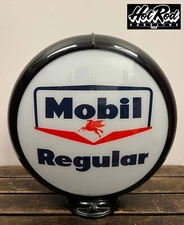 MOBIL REGULAR Reproduction 13.5" Gas Pump Globe - (Black Body)