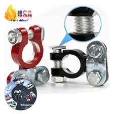 2PCS Negative & Positive Car Battery Cable Terminals Top Post Connectors Clamp