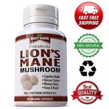 LIONS MANE MUSHROOM ORGANIC  CAPSULES  SUPPLEMENT 60 caps