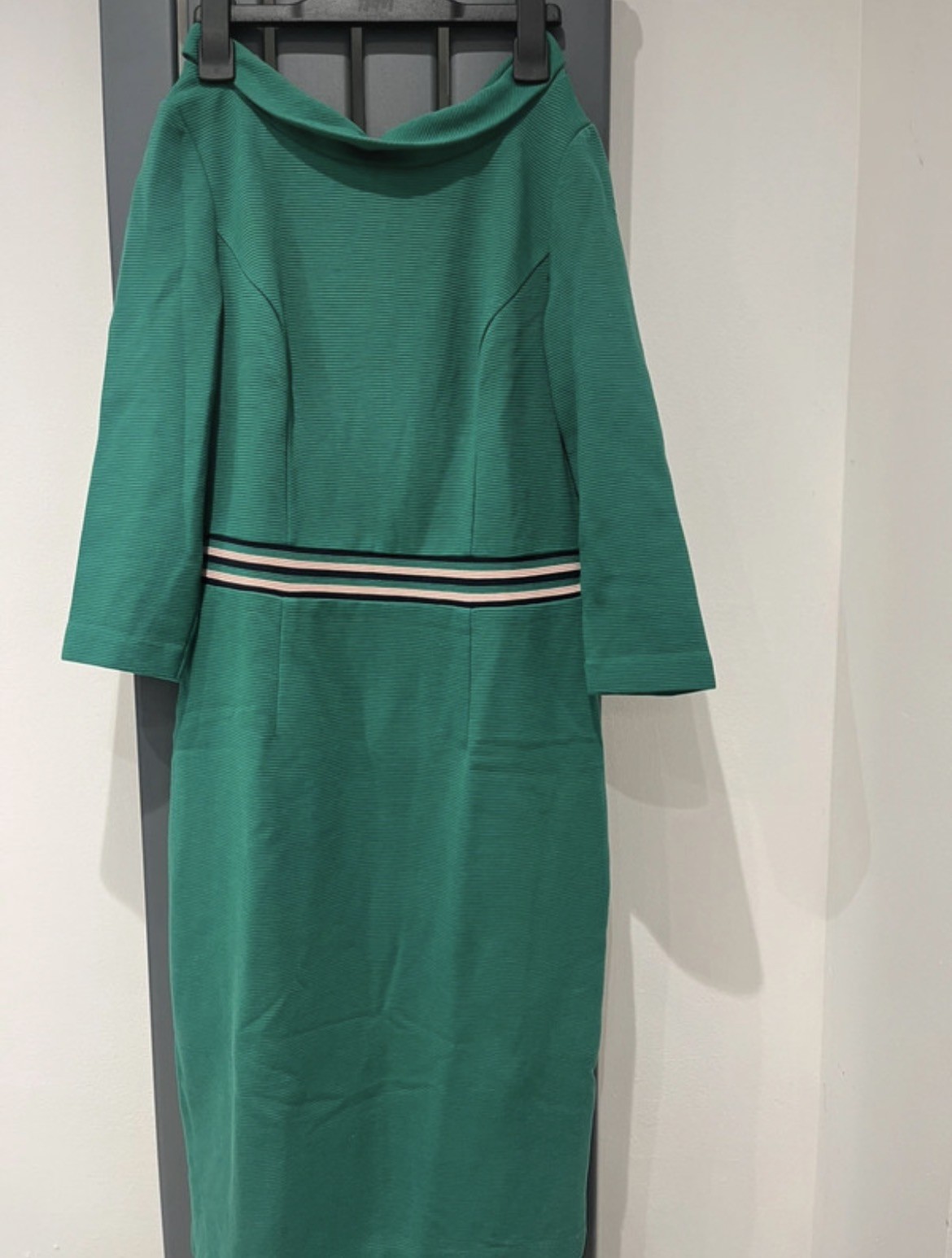 Boden Green Stripe Detail Daisy Ottoman Dress Uk 12R image 4