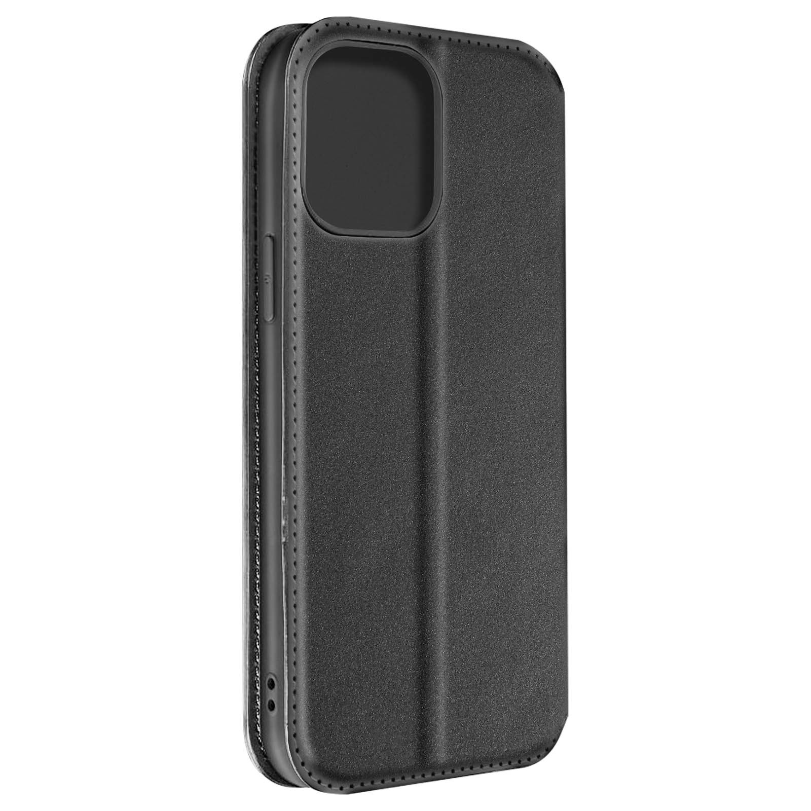 Coque iPhone 14 Pro Max anti rayures noire avec rangement et pied support