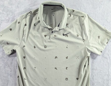 Nike Shirt Mens Large Green Dri-Fit Icon All Over Print Golf Polo Short Sleeve