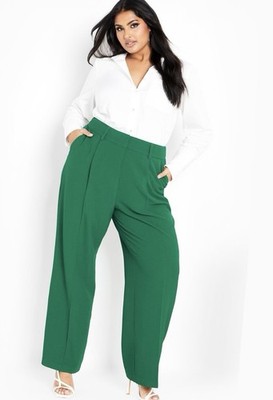 NWT City Chic Emerald Green Plus-Size Wide-Leg Pants Audrie L/20