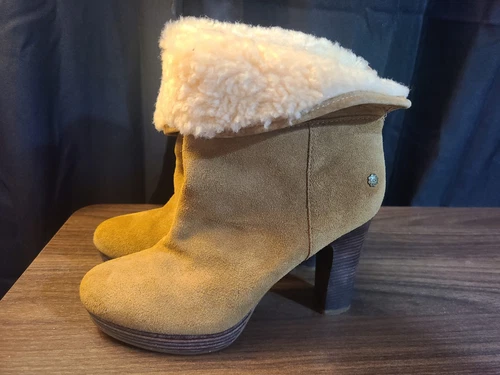 Stivaletti donna UGG Dandylion scamosciati e shearling impilati tacco alto 4" taglia 7