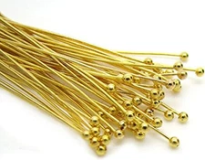 200pc 50mm Gold Brass Jewelry Head Pins 22 Gauge Nickel Free for Earrings