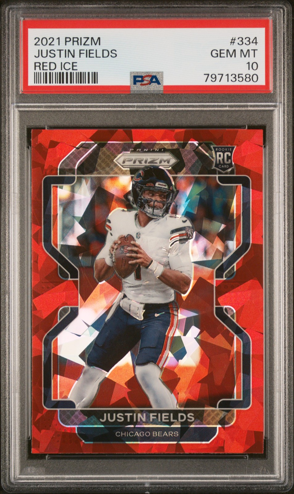 2021 Panini Prizm #334 Justin Fields Red Ice PSA 10