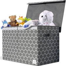 Large Toy Box Chest with Lid - Collapsible Sturdy Toy Bin Storage Organizer B...
