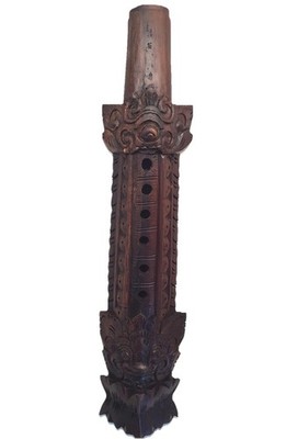 Vintage Carved Wooden Lion Flute Indonesian Bali Hand Carved