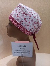 Floral Dance Pixie Skull Women's Surgical Scrub Hat/Cap Handmade